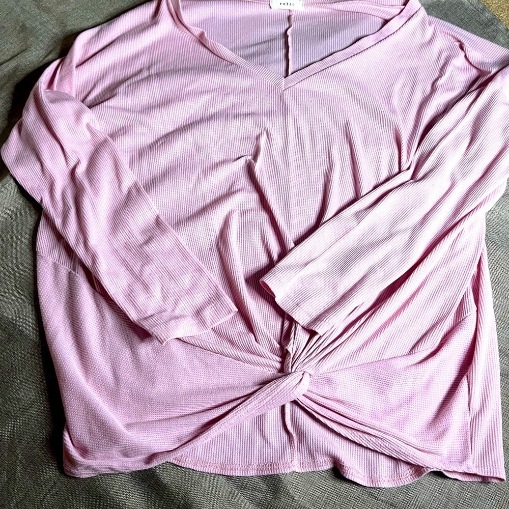 ➕Waffle Weave Top (Pink). Size L